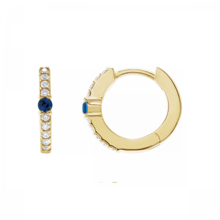 14K Gold Multi-Stone Diamond & Gemstone Hoops | Personalized Luxury Sapphire 1