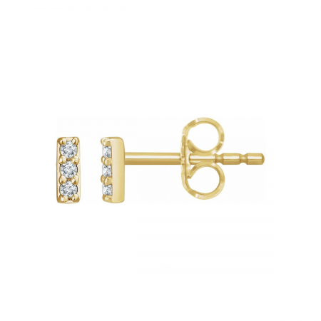 14k Gold Tiny Natural Diamond Bar Earrings 1