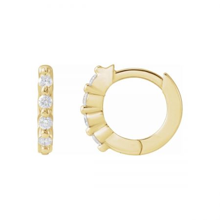 14K Gold Natural Diamond Petite Hinged Hoop Earrings