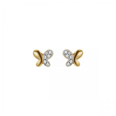 Petite Papillon 14k Gold Diamond Butterfly Earrings for Kids | Six Sisters Beadworks