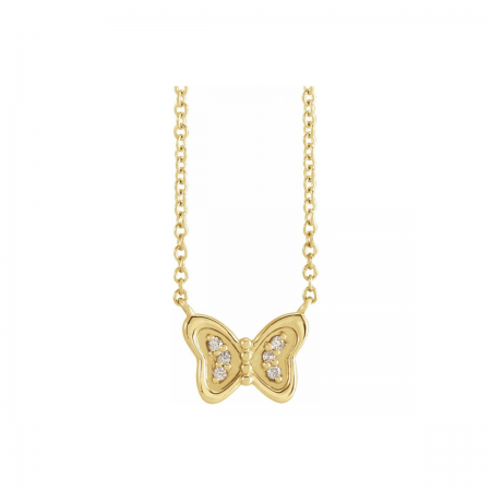Butterfly Necklace14K Solid Gold & Natural Diamonds For Child | The Little Legacy by Six Sisters Beadworks