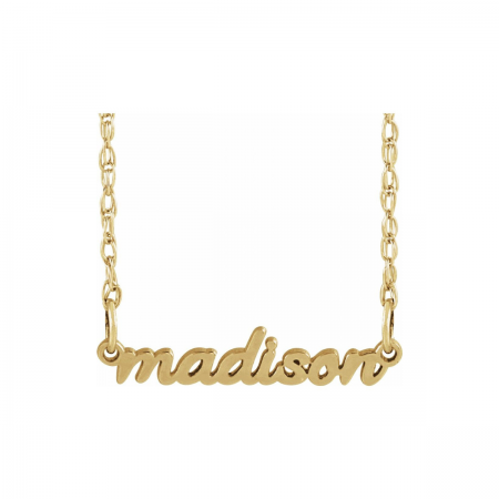 Custom 14K Gold Tiny Script Nameplate Necklace | Bespoke Heirloom