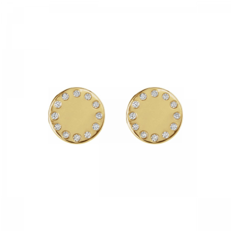 Eternity Moon Phase Earrings in 14K Gold Full Moon with Diamonds