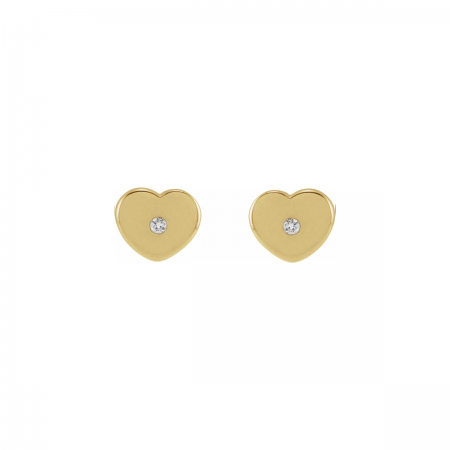 Heart 14K Gold & Diamond Children's Earrings | Six Sisters Beadworks 