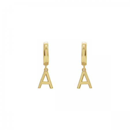 Letter Dangle 14K Solid Gold Hoops for Child | Maison Héritage Initial Earrings