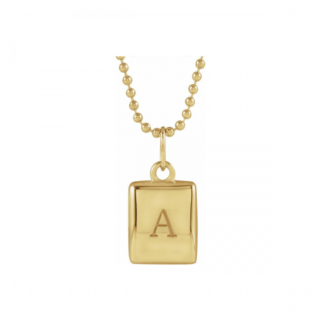 Lil Pillow Necklace | 14K Solid Gold Engraved Initial Monogram