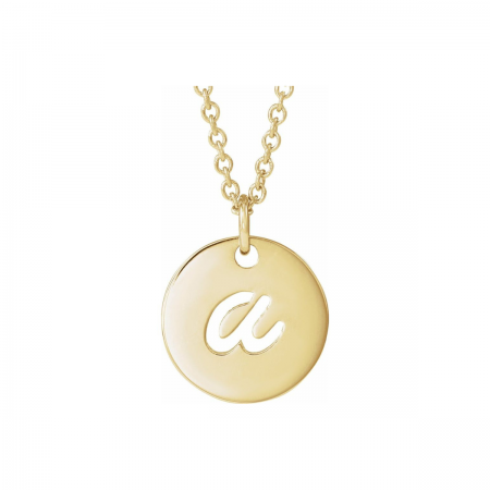Solid 14k Gold Script Initial Pendant Necklace