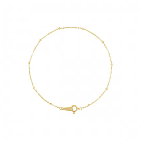 The Celestial Dew Drop | 14k Solid Yellow Gold Dainty Satellite Chain Bracelet For Child