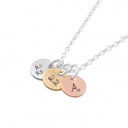 Initial Necklace number or letter discs personalized