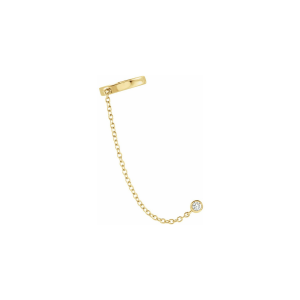 14k Gold Ear Cuff With Chain & Natural Diamond | Supernova Chain Stud