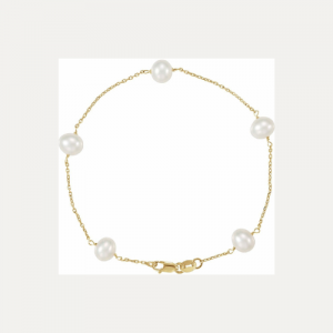 Freshwater Pearl Dot & 14k Gold Chain Bracelet 