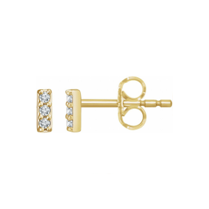 14k Gold Tiny Natural Diamond Bar Earrings 
