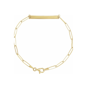 Solid 14K Gold Engraved Bar ID Bracelet