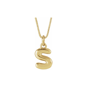 14K Solid Gold Bubble Letter Necklace | The Aurelia Legacy Initial For Child