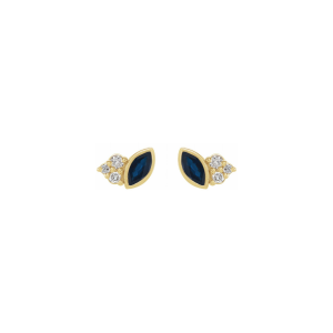 14k Solid Gold Monarch Marquise Birthstone & Diamond Cluster Studs