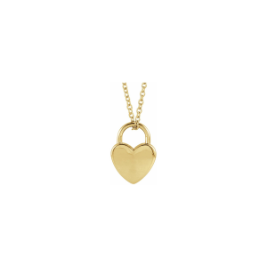  14K Solid Gold Heart Lock Necklace | Personalized Child's Gift | Royal Mini