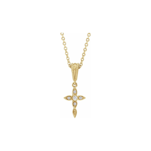  Elysian Ornate Cross Necklace | 14K Solid Gold & Natural Diamonds For Child 