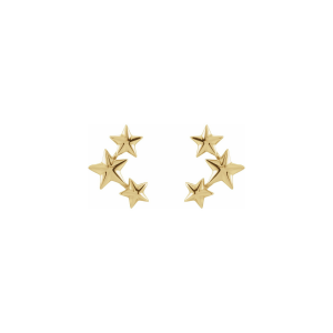Astraea Triple Star Ear Climber Earrings 14k Solid Gold 