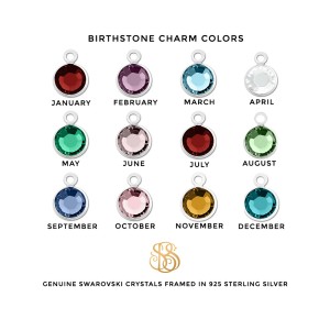 Birthstone Drop Charms - Sterling Silver