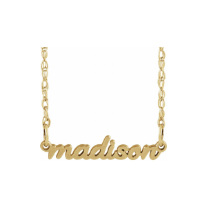 Custom 14K Gold Tiny Script Nameplate Necklace | Bespoke Heirloom