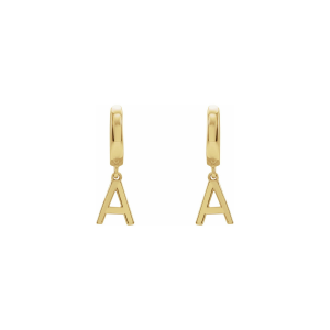 Letter Dangle 14K Solid Gold Hoops for Child | Maison Héritage Initial Earrings 