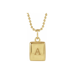 Lil Pillow Necklace | 14K Solid Gold Engraved Initial Monogram 