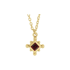 Lumière Point Birthstone Necklace in 14k Gold | Diamond-Bezel Beaded Pendant