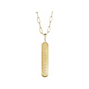 The Sovereign Heirloom Bar | 14k Gold Vertical Engraved Necklace 
