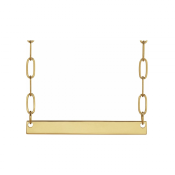 14k Solid Yellow Gold Engravable Name Bar Necklace | Modern Paperclip Chain 
