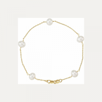 Freshwater Pearl Dot & 14k Gold Chain Bracelet 