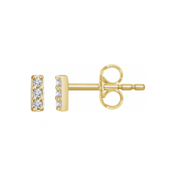 14k Gold Tiny Natural Diamond Bar Earrings 1