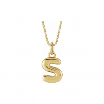 14K Solid Gold Bubble Letter Necklace | The Aurelia Legacy Initial For Child