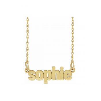 14K Solid Gold Name Necklace | Little Muse Nameplate For Child Six Sisters Beadworks