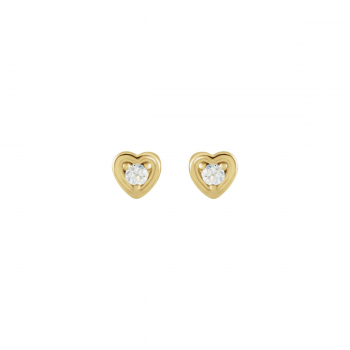 Children's Diamond Heart Earrings in 14K Gold | Six Sisters Beadworks