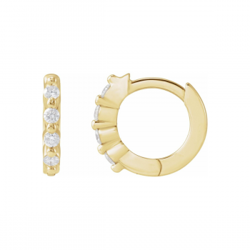 14K Gold Natural Diamond Petite Hinged Hoop Earrings