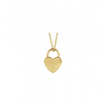 14K Solid Gold Heart Lock Necklace | Personalized Childs Gift | Royal Mini