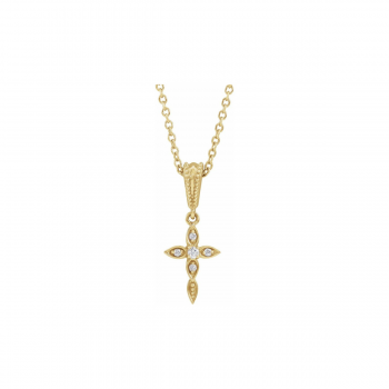 Elysian Tiny Cross Necklace | 14K Solid Gold & Natural Diamonds For Child 