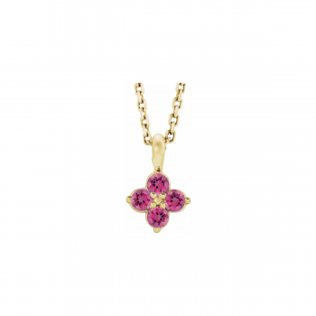 Legacy Quatrefoil Pendant Birthstone Necklace 14K Solid Gold & Natural Gemstones | Fine Jewelry For Child 