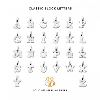 silver sterling block initial letters charms