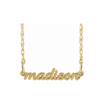 Custom 14K Gold Tiny Script Nameplate Necklace | Bespoke Heirloom