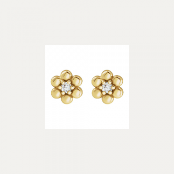 14K Gold & Diamond Daisy Children's Earrings | Six Sisters Beadworks 