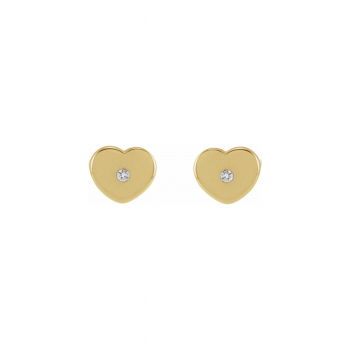 Heart 14K Gold & Diamond Children's Earrings | Six Sisters Beadworks 