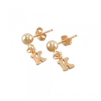 gold plated initial letter earrings 
