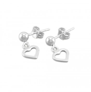 silver sterling heart earrings for little girls