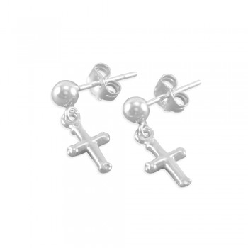 silver sterling cross earrings for little girls