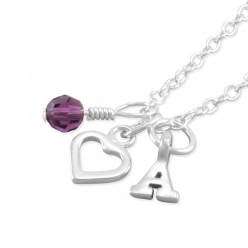 personalized heart necklace birthstone initial letter charms