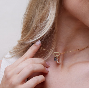 Moon Pendant Necklace 14k Gold & Natural Diamonds