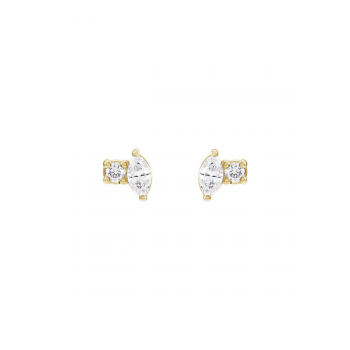 Marquise Natural Diamond & Solid 14k Gold Stud Earrings 1