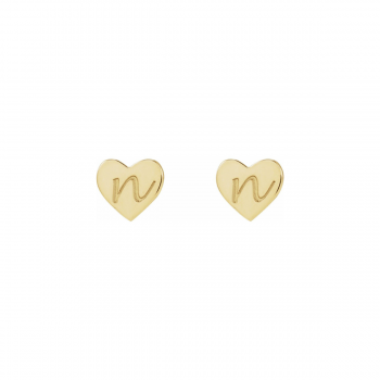 Petite Monogram Heart Earrings 14K Solid Gold | Initial Earrings For Child