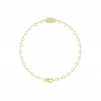 Signature Lineage Heart Link Monogram Bracelet | 14K Solid Gold